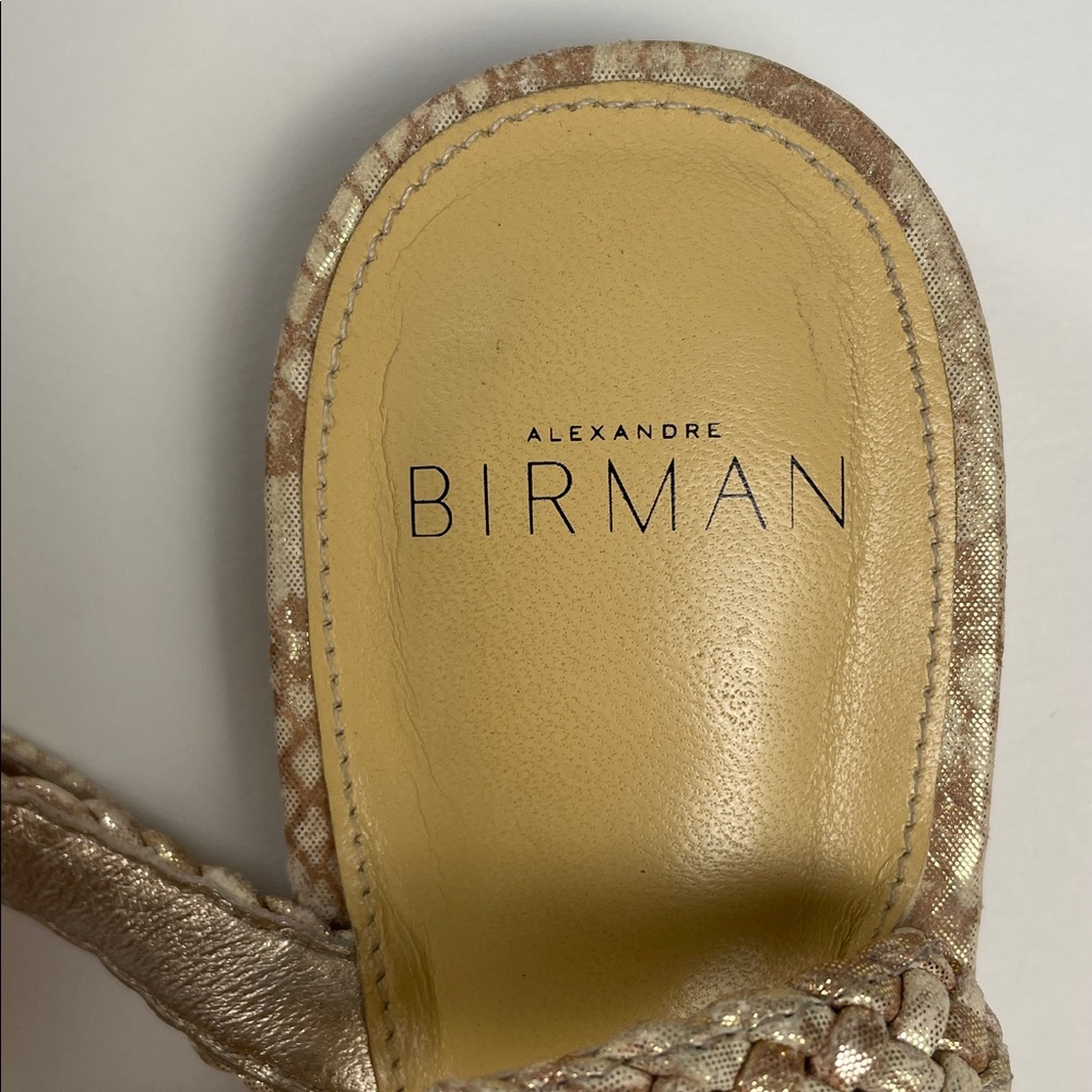ALEXANDRE BIRMAN Agatha Flat Sandals Metallic Gold Leather. 39.5. - Picture 5 of 14